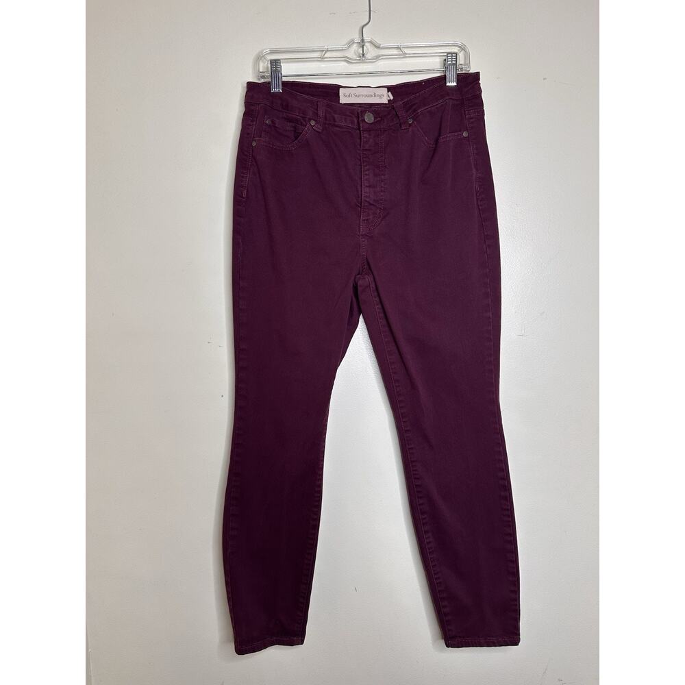 Soft Surroundings Maroon Size 10 Skinny Leg Denim Jeans Mid Rise 27.5” Inseam